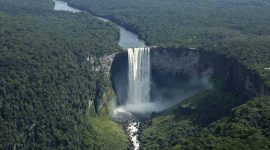 An aerial view of Kaieteur Falls in southern Guyana